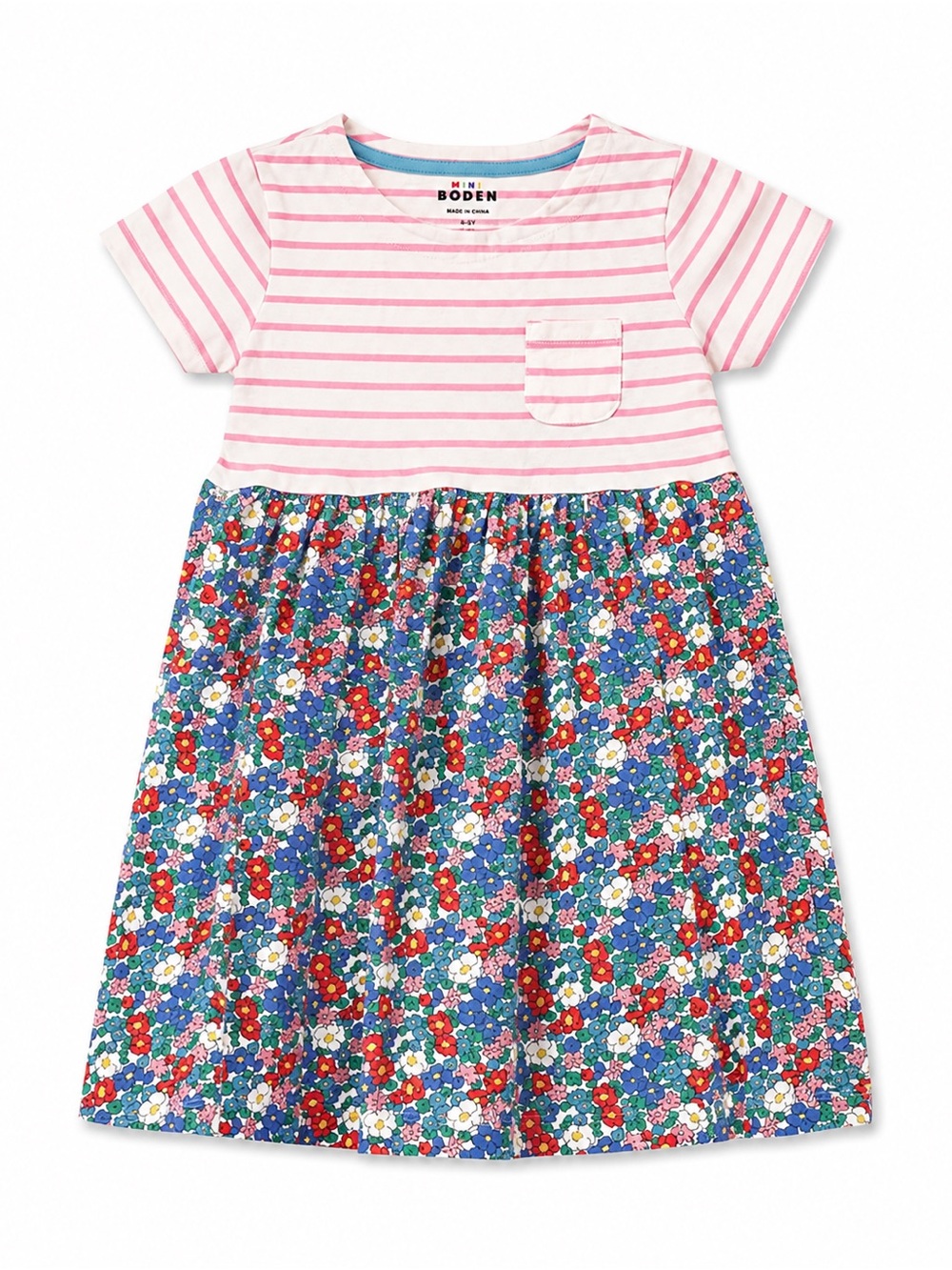Mini Boden Floral Stripe Pocket Dress Girls sz 4-5T | 4T 5T